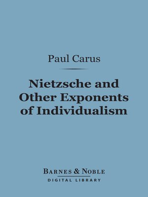 cover image of Nietzsche and Other Exponents of Individualism (Barnes & Noble Digital Library)